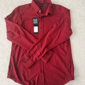 BOSS Hugo Boss Men's Deep Red Long-Sleeve Button-Down Shirt